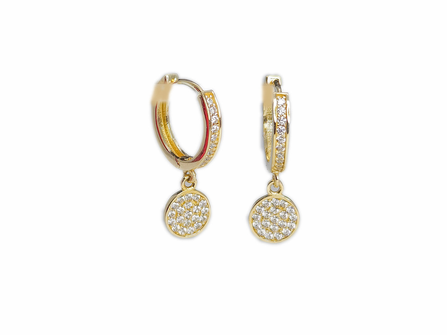 Paire de huggies pendantes en or (Cluster)