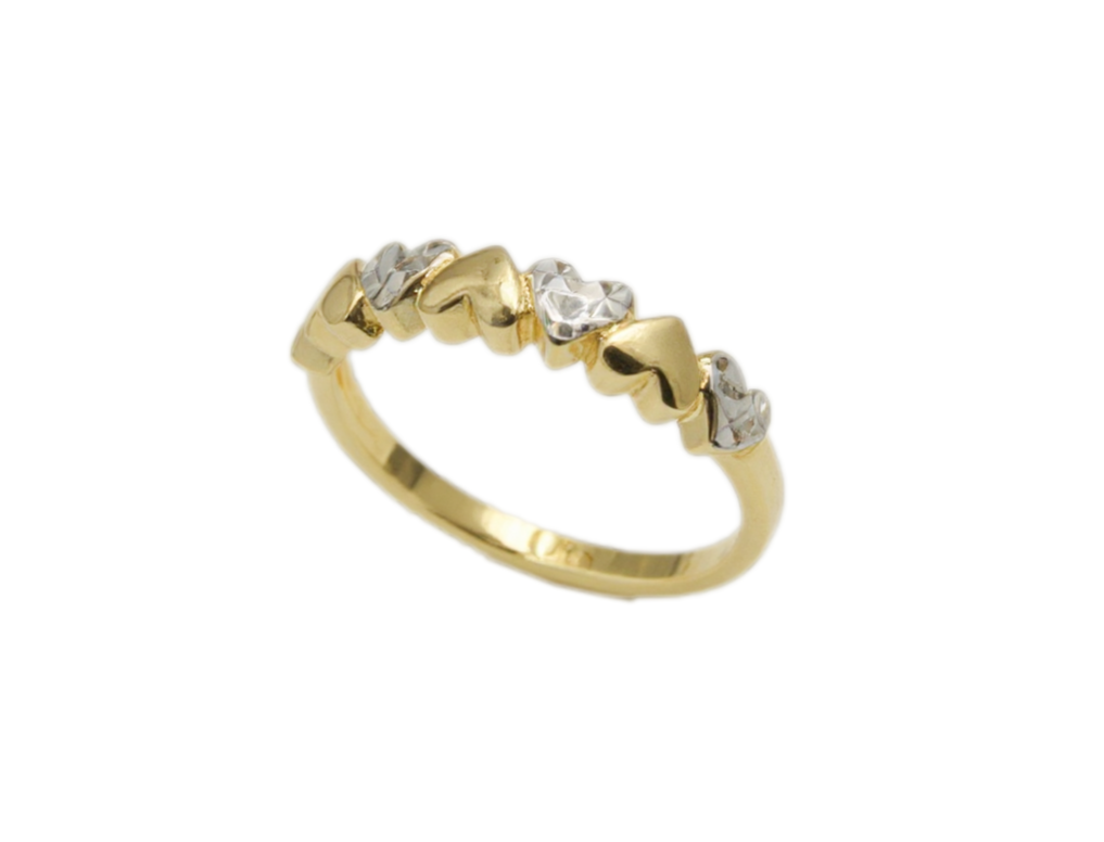 2 Tone Hearts Gold Ring