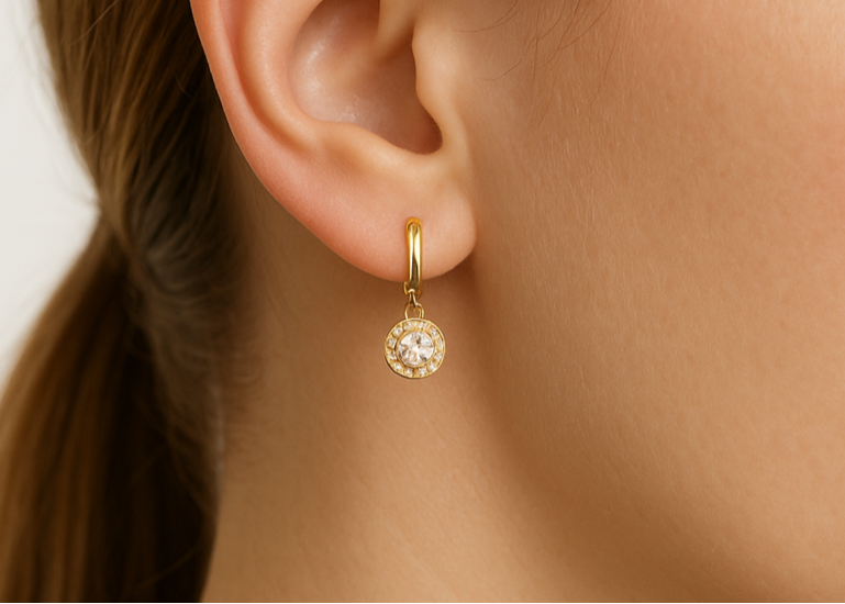 Pair of Gold Drop Huggies (Halo)