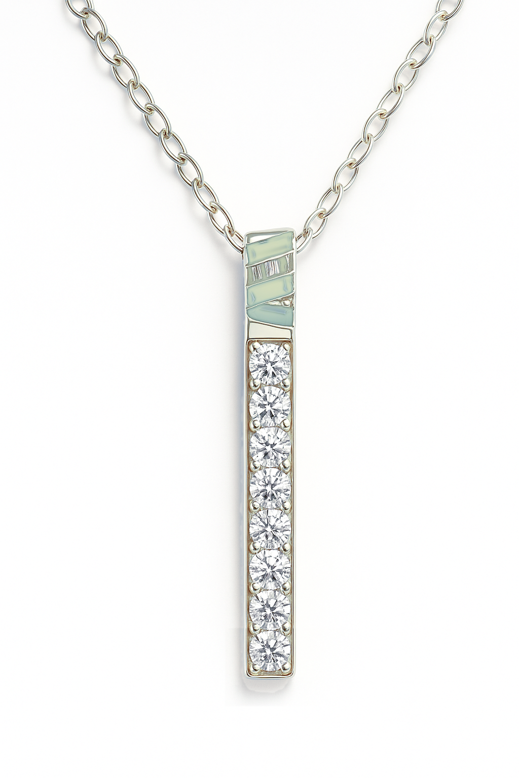 Pave Vertical Gold Bar Pendant & 0.62ct Diamonds