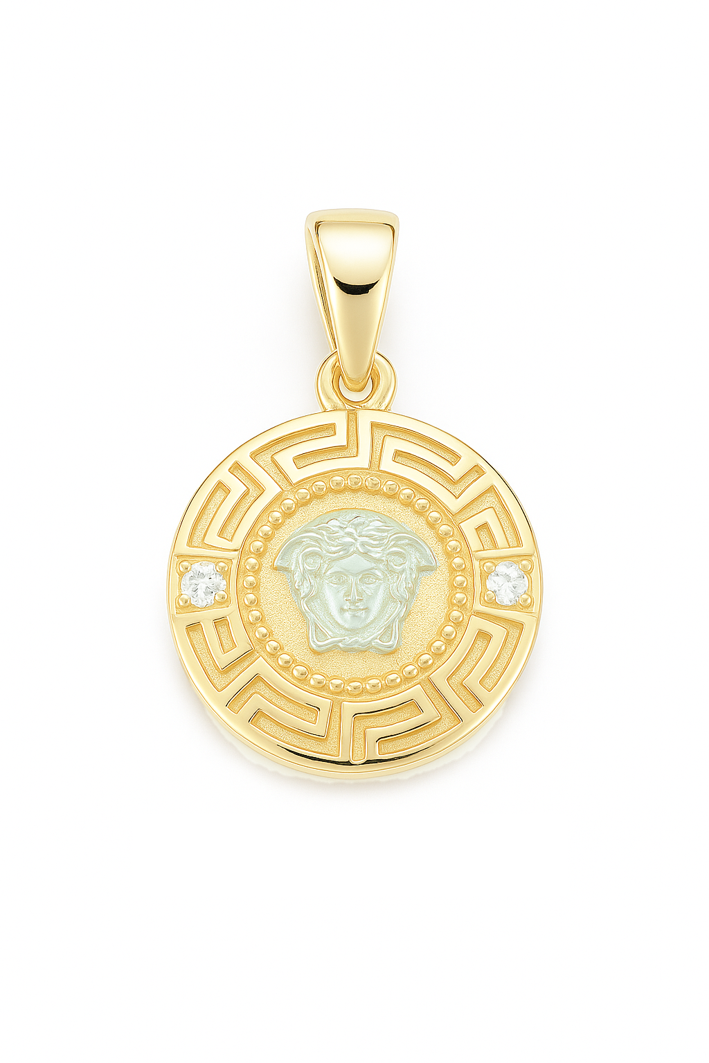 Pendentif rond en or avec motif Medusa