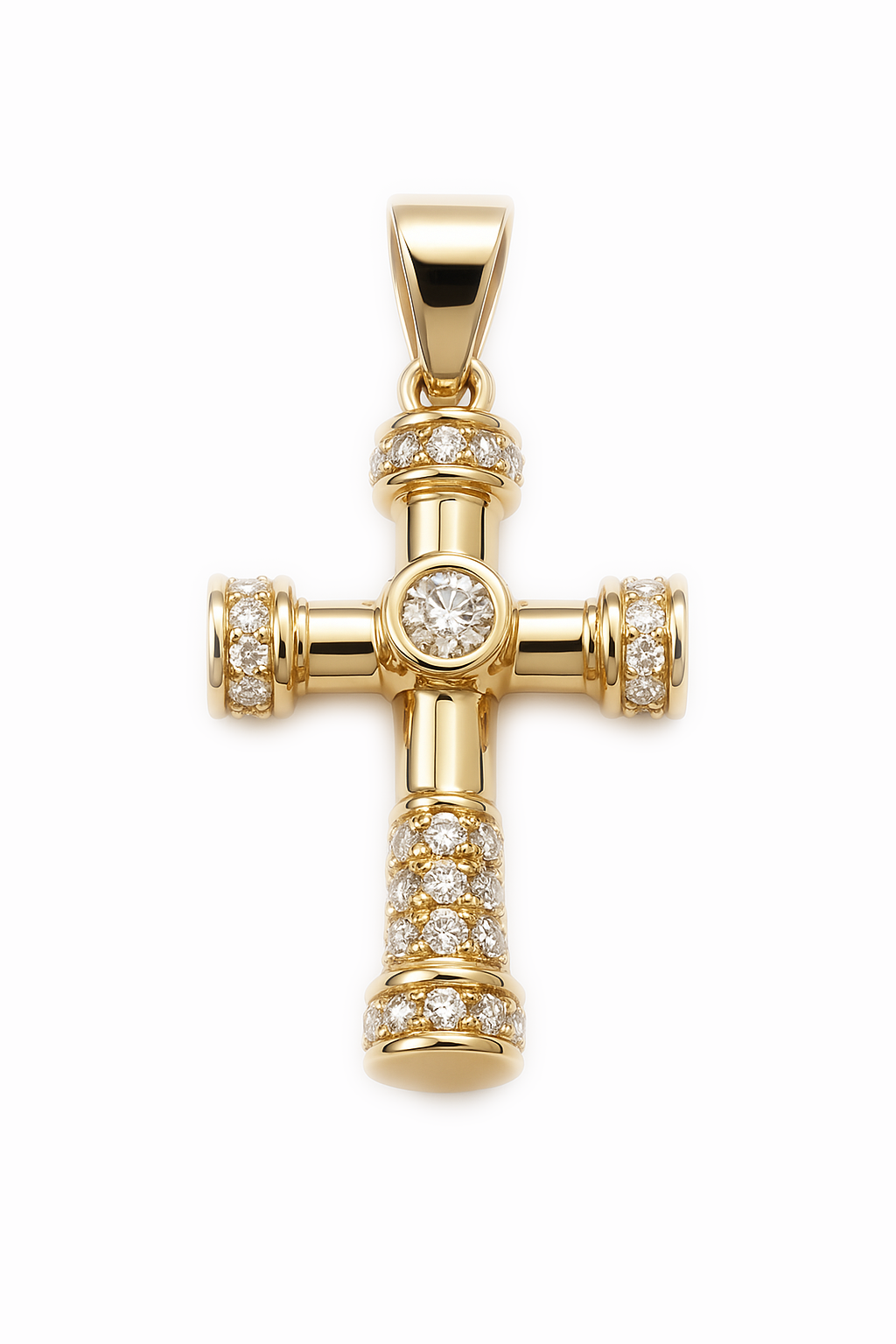 Cross Gold Pendant with Bezel Set
