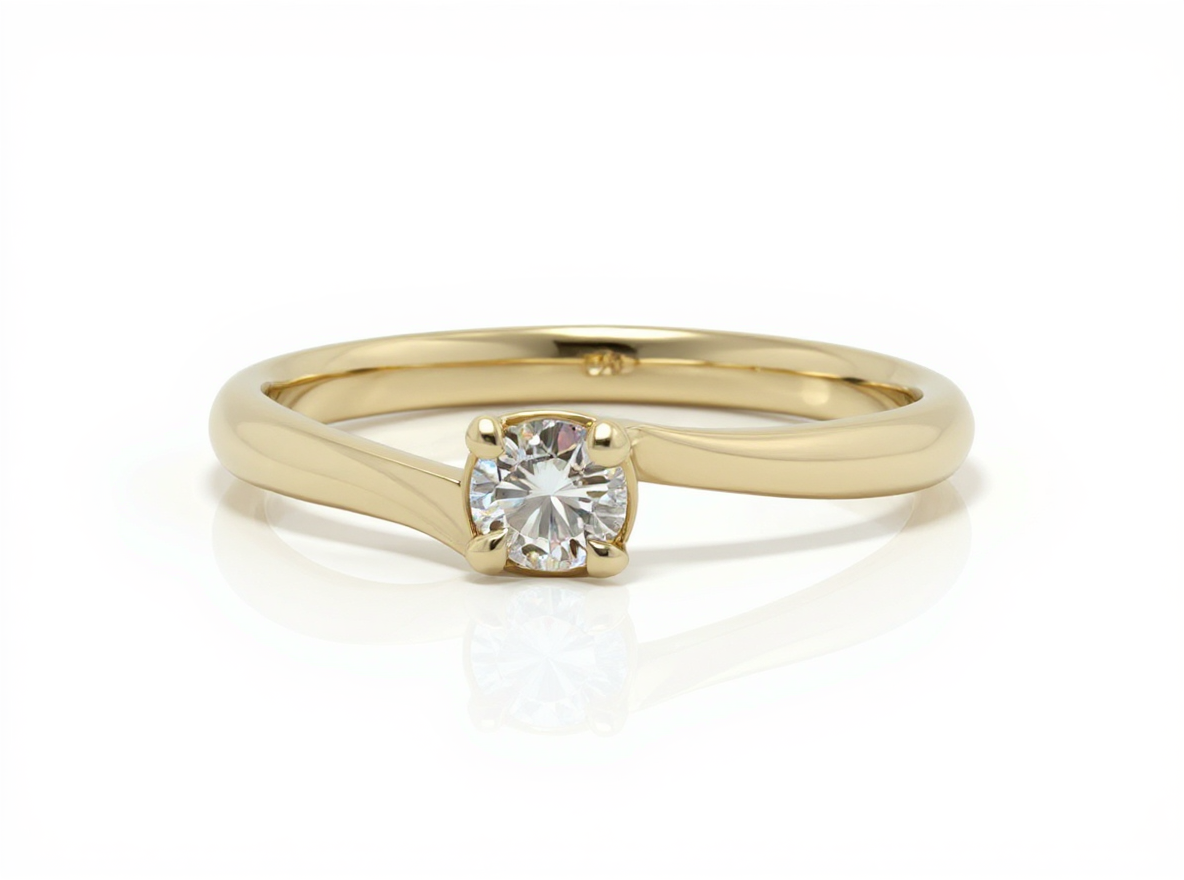 Bague Solitaire en Or & Diamant 0.18ct
