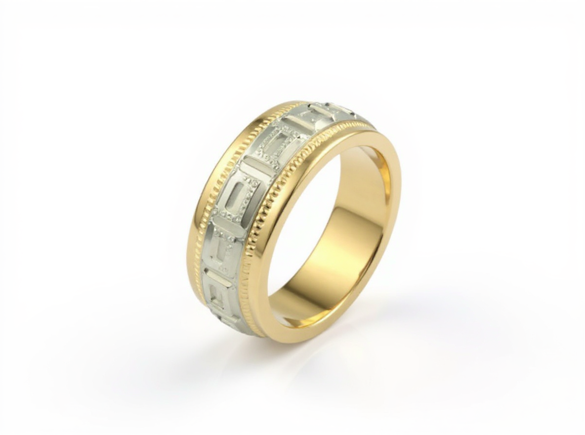 2 Tone Gold Band with Medusa Design