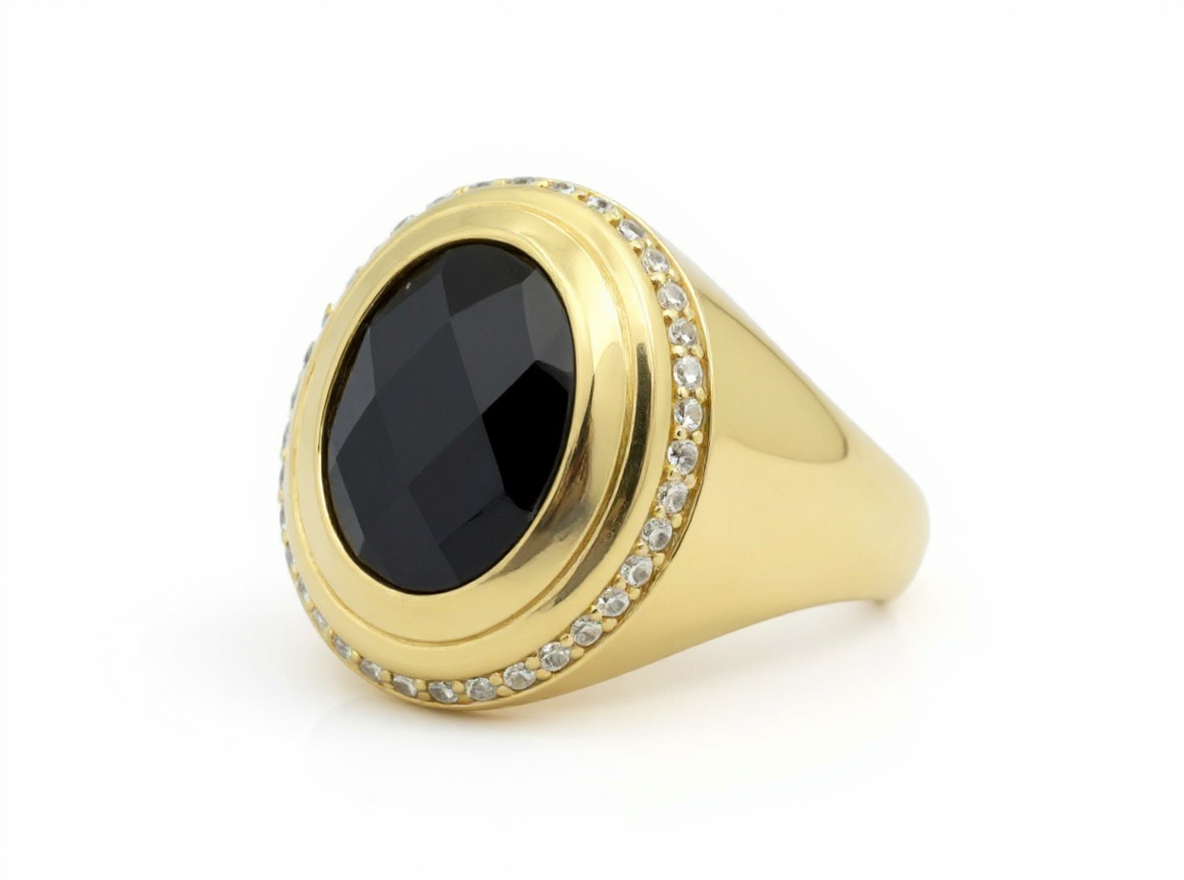 Gold Ring with Black Stone