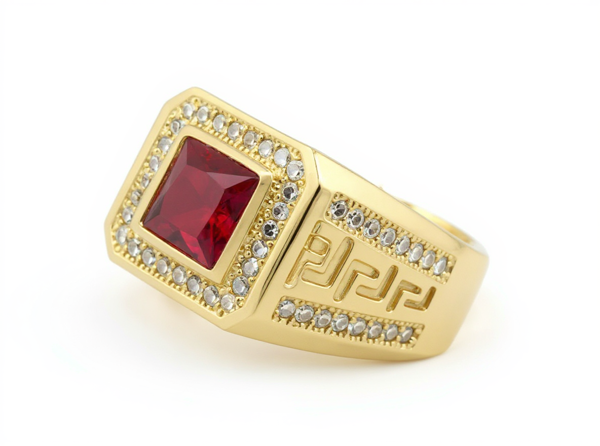 Gold Ring with Red Stone