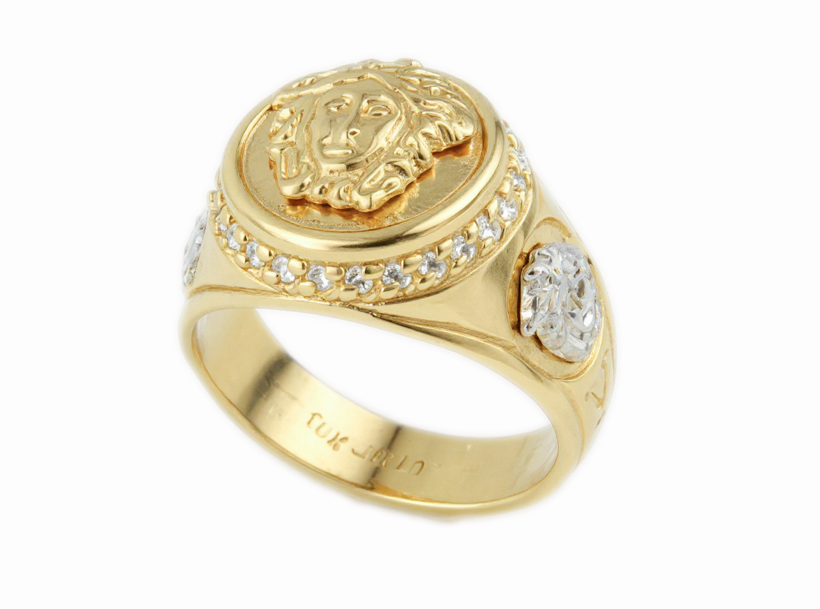 Bague ronde en or avec tête Medusa