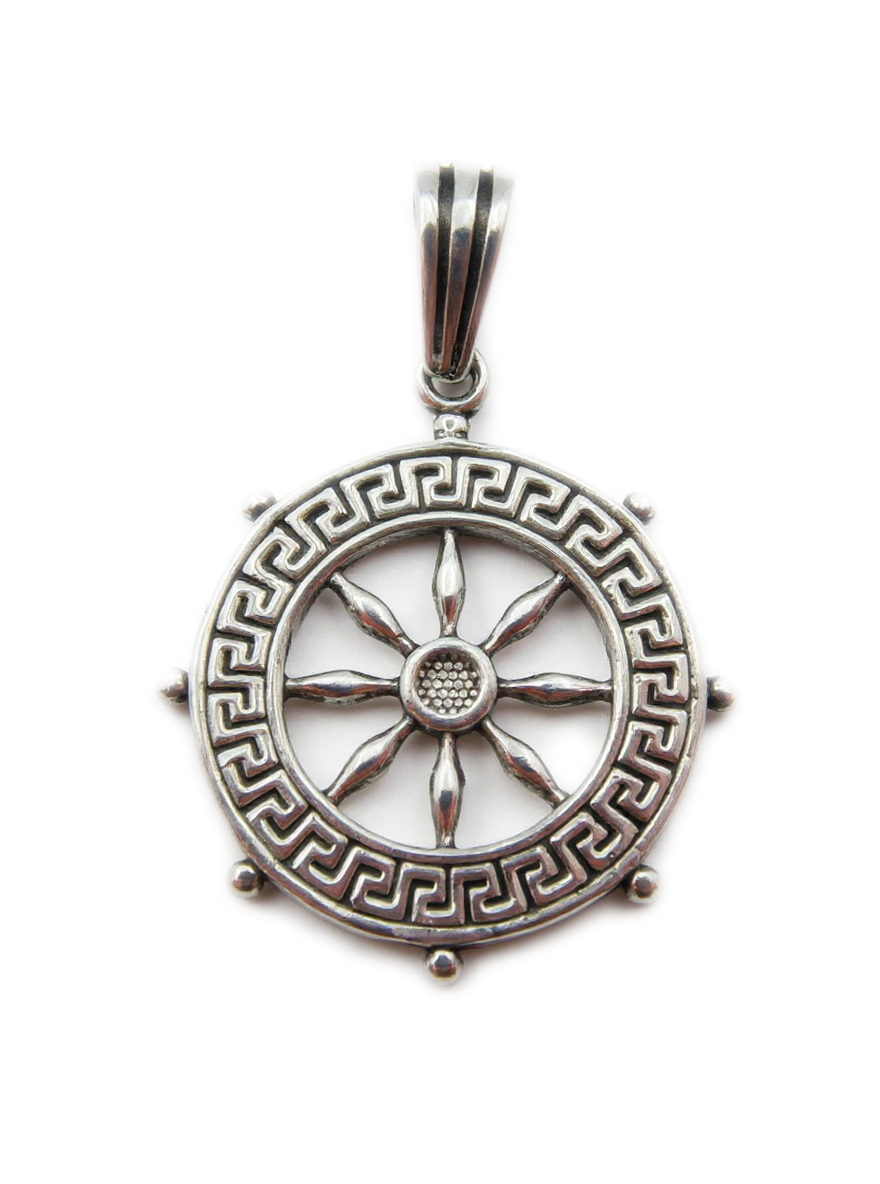 Ship Wheel Pendant (Silver)