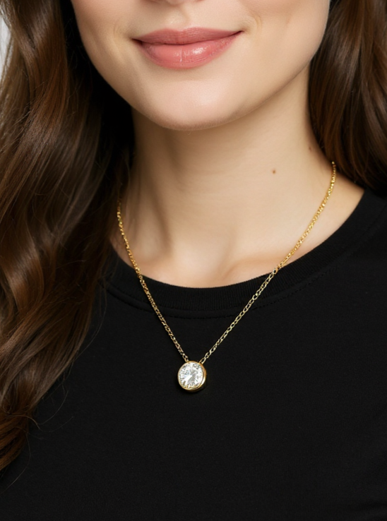 Solitaire Pendant & Chain Set (Silver)