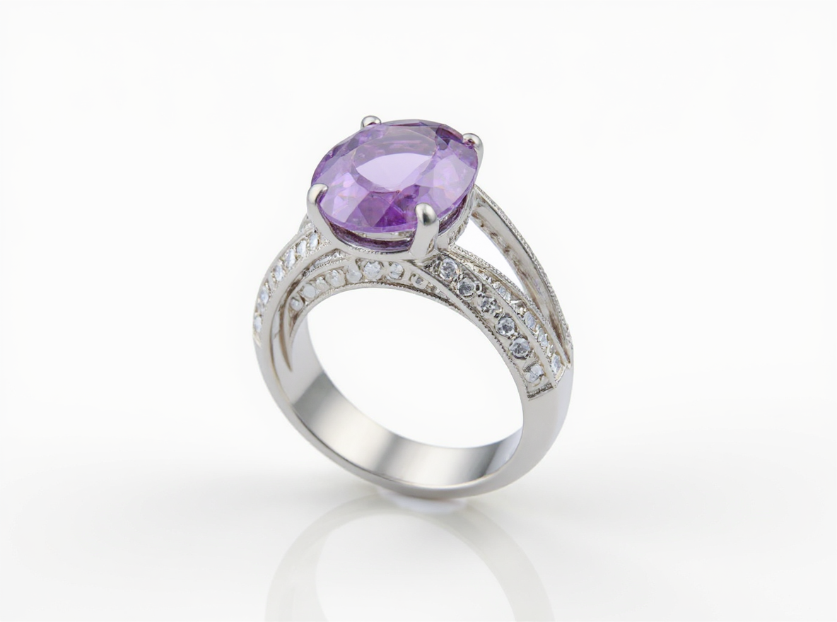 Amethyst Cathedral Gold Ring & 2.2ct Diamonds