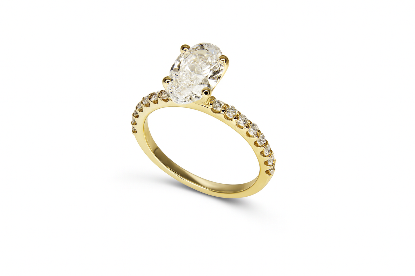 Oval Engagement Gold Ring & 1.89ct Diamonds