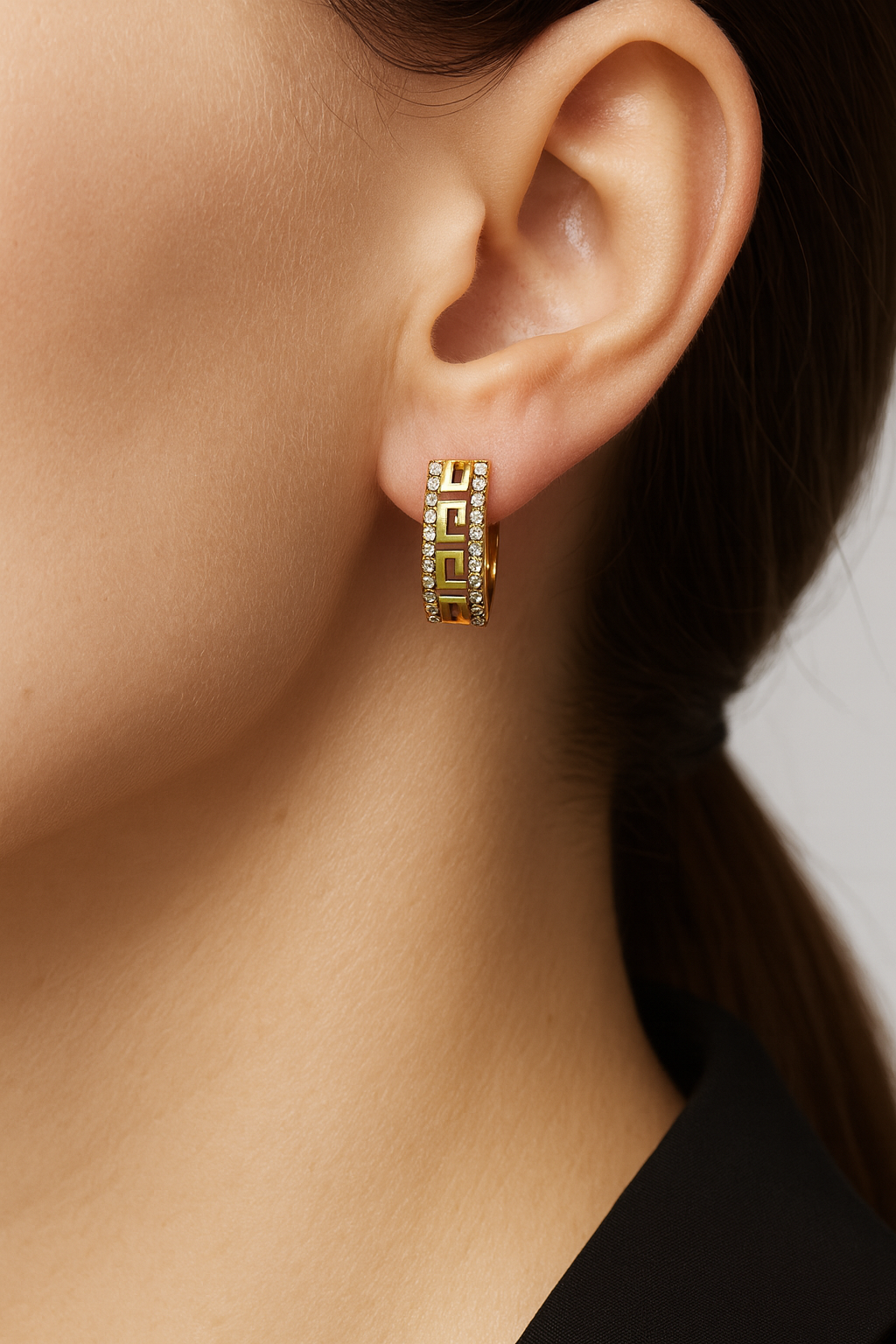 Pair of Gold Medusa Huggies