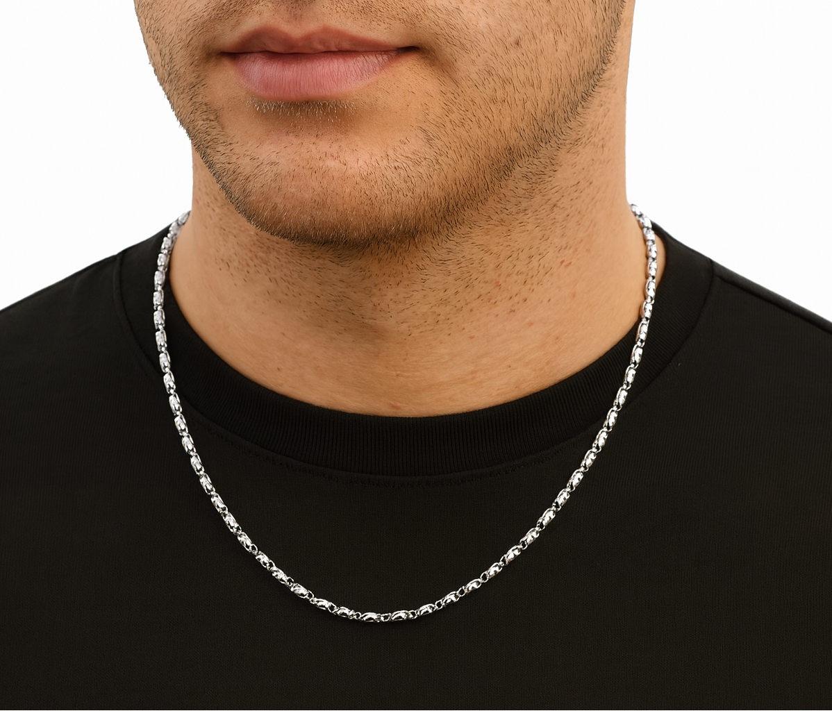 Barrel Chain 3mm (White Gold)