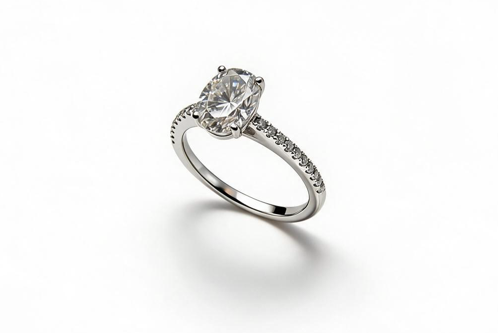 Bague de fiançaille Ovale en Or (Moissanite)