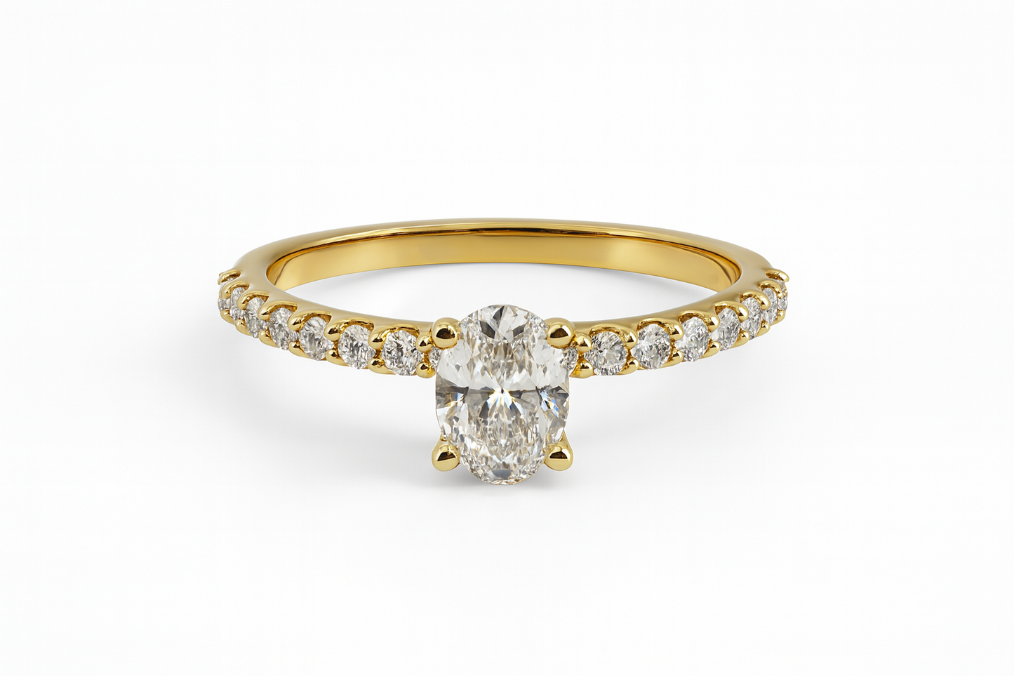 Oval Engagement Gold Ring & 0.88ct Diamonds