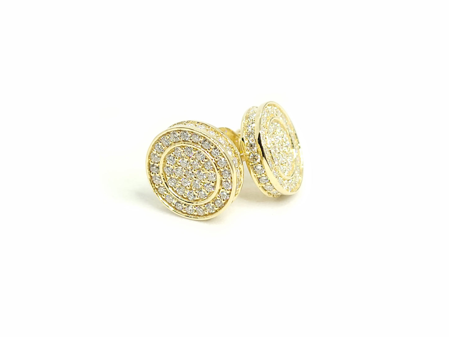 Pair of Round Gold & 1.45ct Diamond Studs