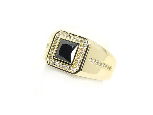 Bague en or avec onyx noir et 0.49ct de diamants