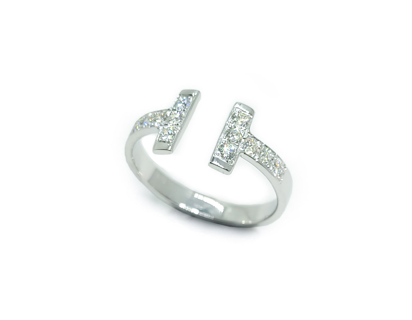 Bague ouverte 'T' en or et diamants 0,39 ct