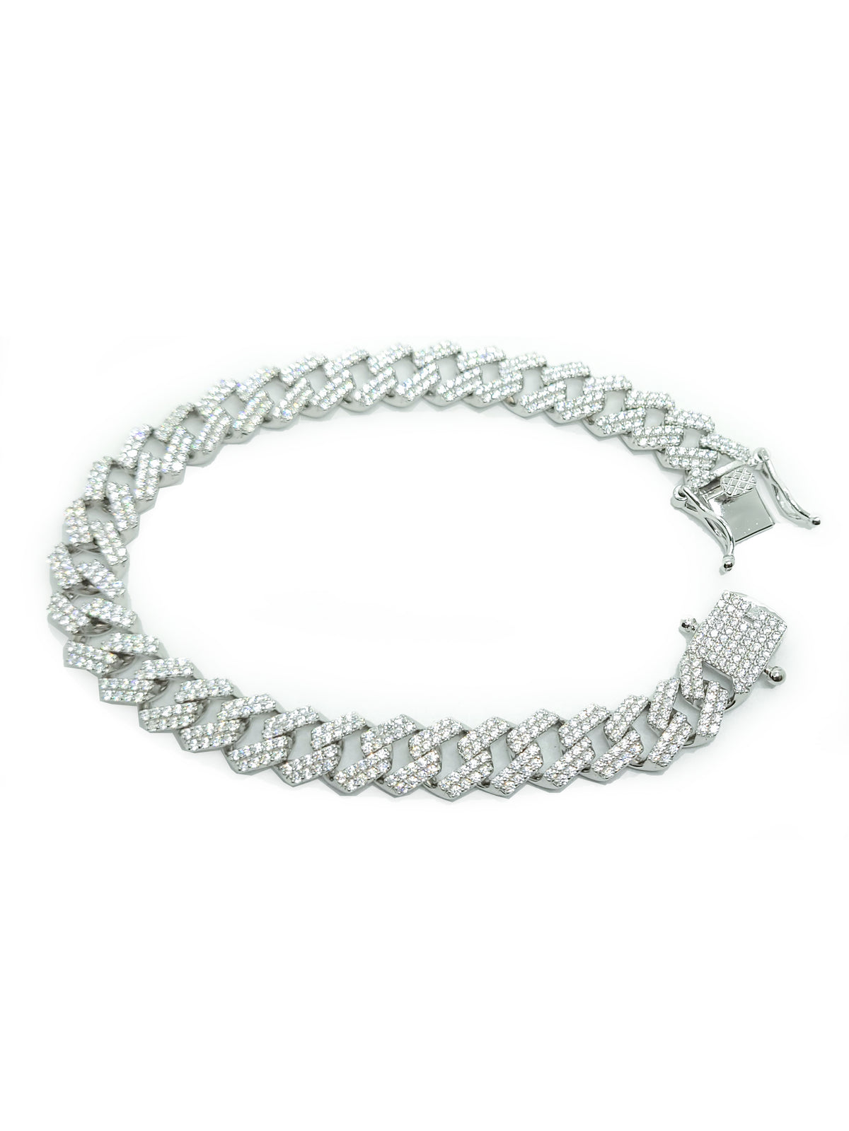 Cuban Bracelet 10mm Iced Out(Silver)