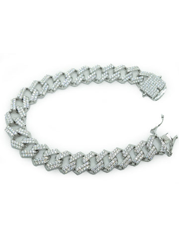 Cuban Bracelet 13mm Iced Out(Silver)