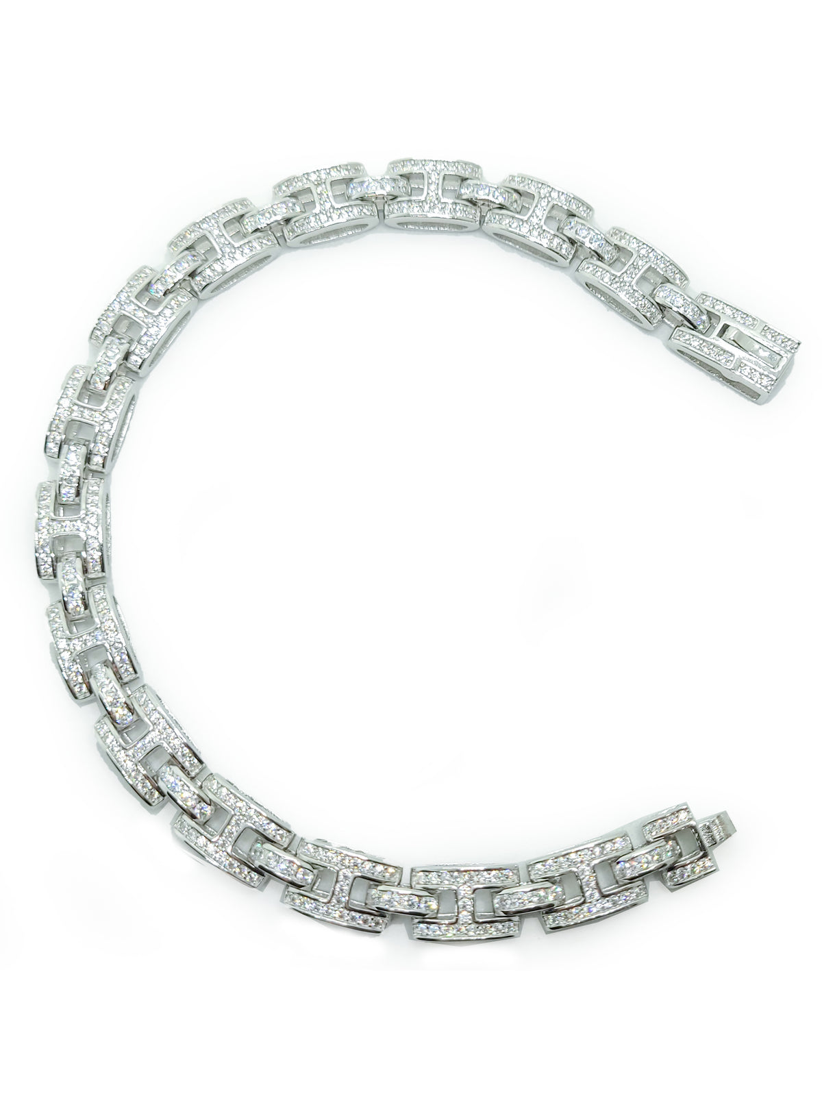 H Link Bracelet 8mm Iced Out(Silver)
