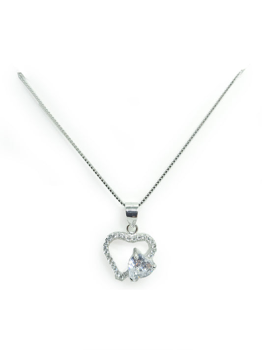 Heart Pendant & Chain Set(Silver)