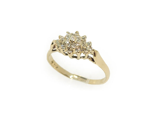 Flower Cluster Gold Ring & 0.30ct Diamond