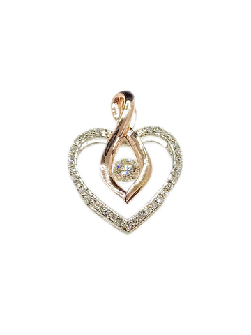 2 Tone Gold Heart Pendant & 0.41ct Diamond