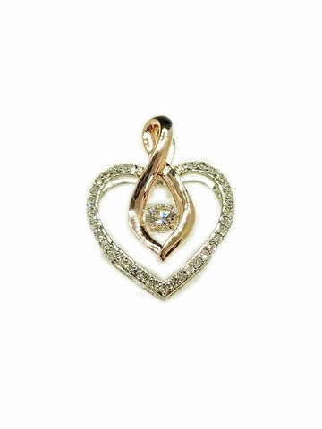 2 Tone Gold Heart Pendant & 0.41ct Diamond
