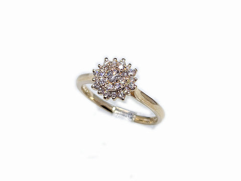 Flower Halo Gold Ring & 0.40ct Diamonds