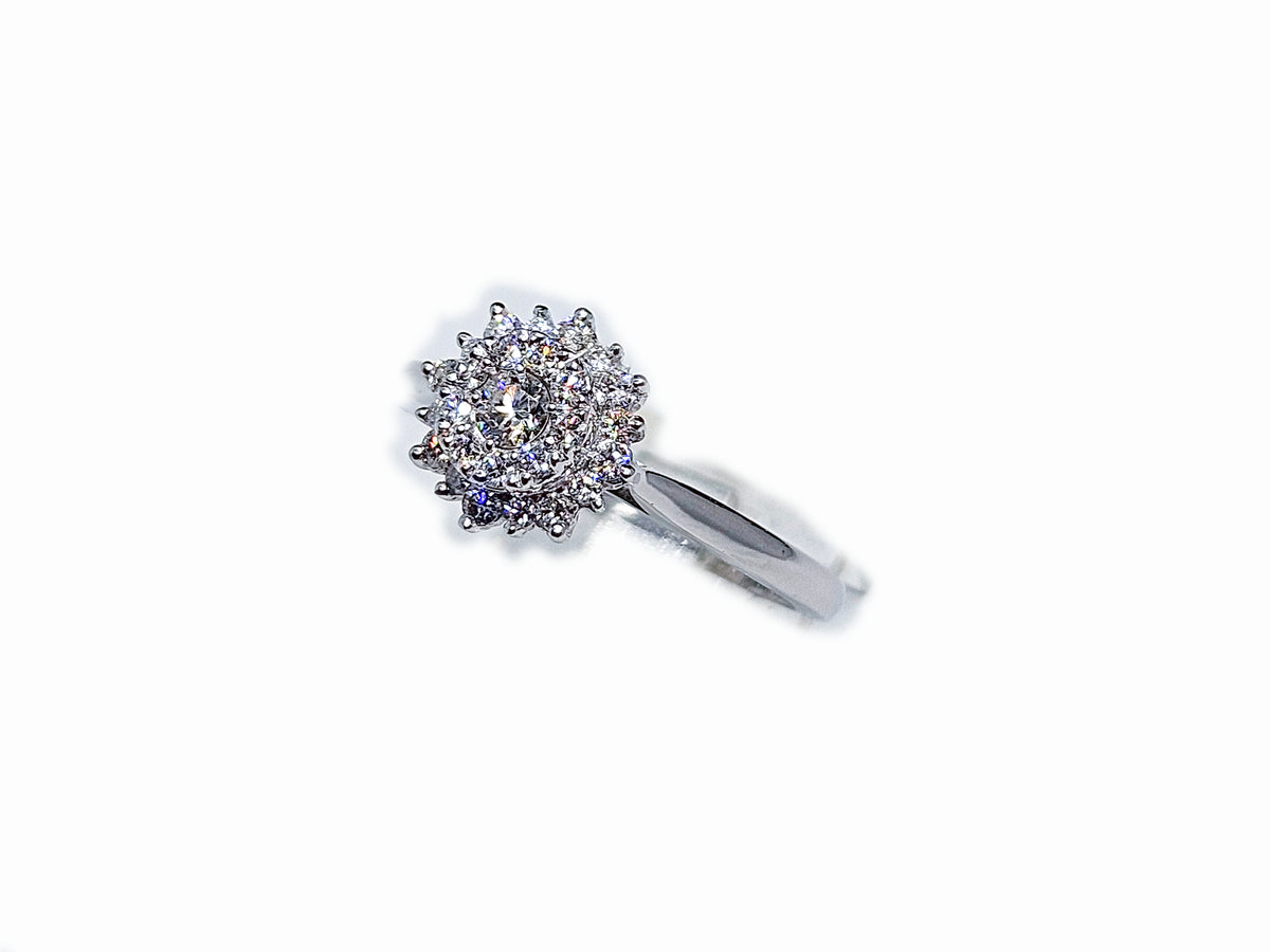 Flower Halo Gold Ring & 0.40ct Diamonds
