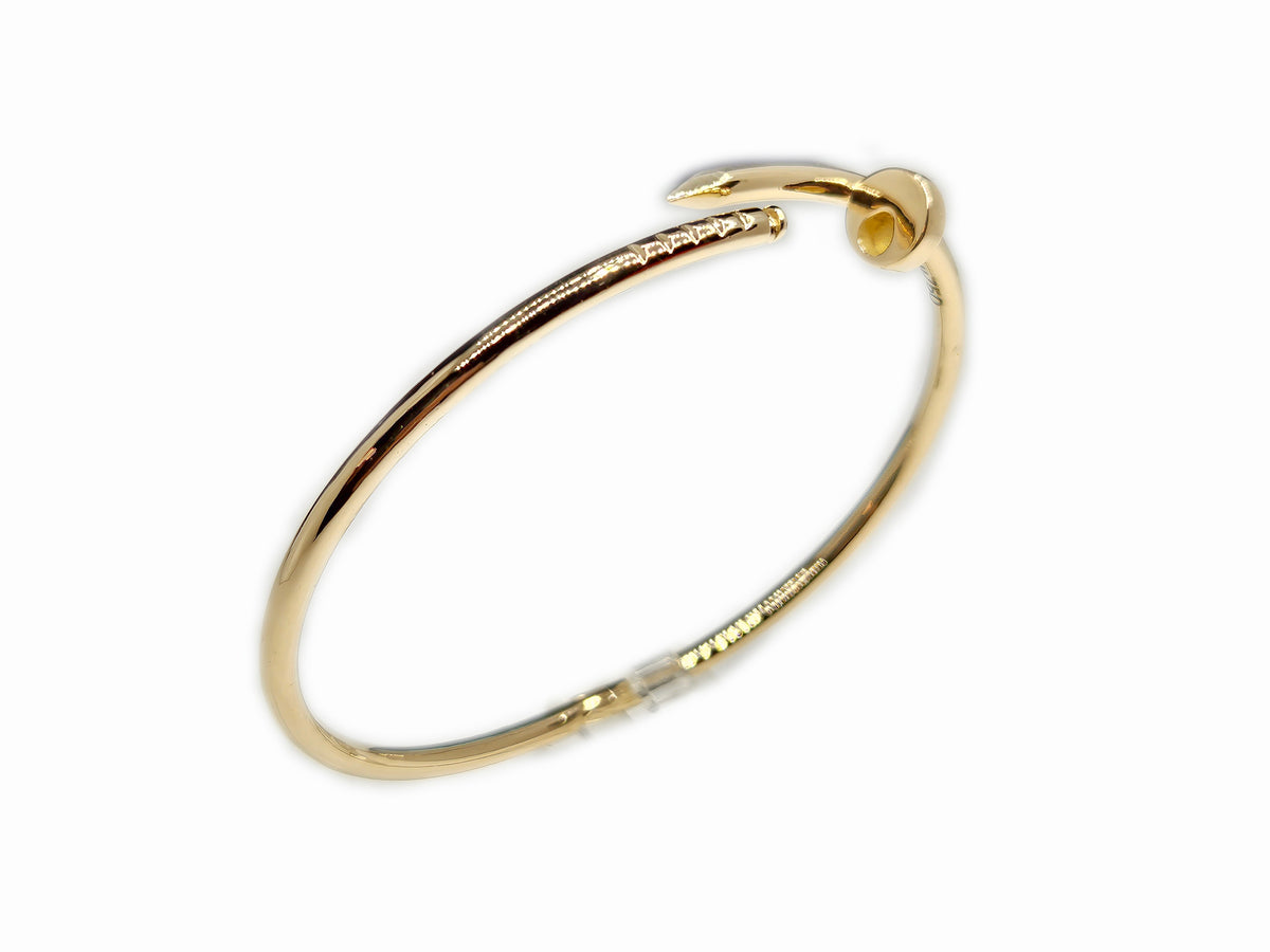 18K Gold Bangle with Nail Design