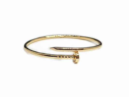 18K Gold Bangle with Nail Design