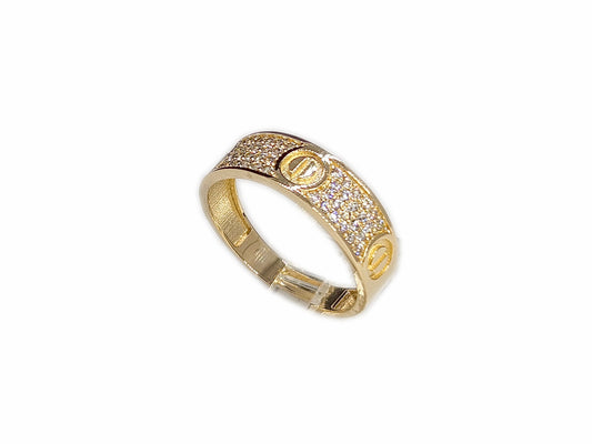 Semi Eternity Gold Band with Screw Design