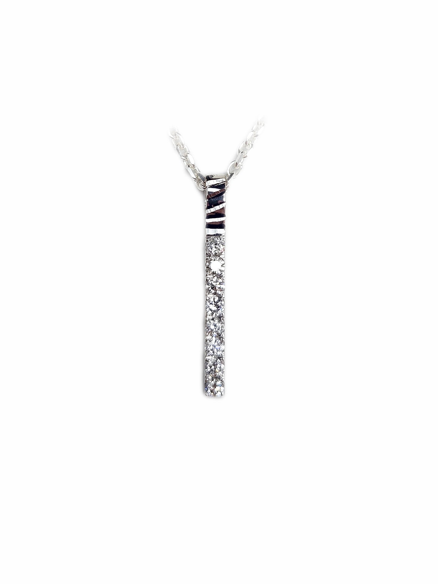 Pave Vertical Gold Bar Pendant & 0.62ct Diamonds