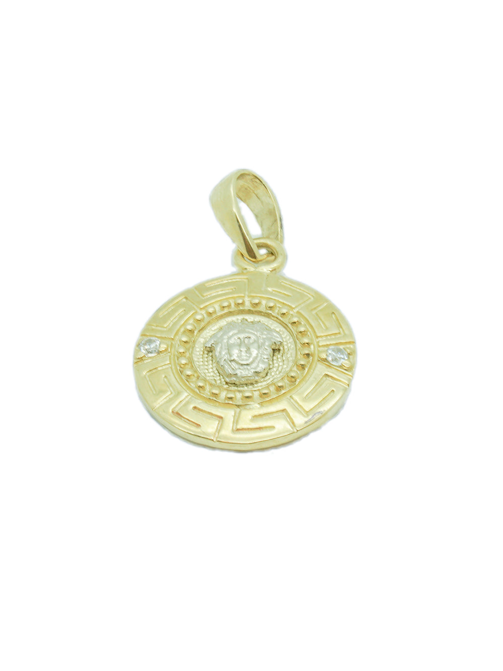 Round Gold Pendant with Medusa Design