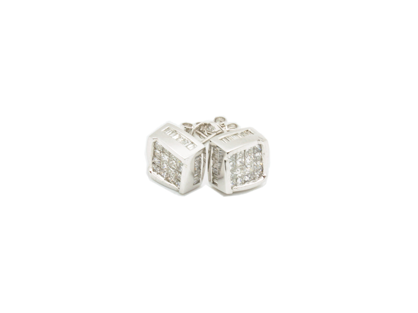 Pair of Cubes Gold & 1.80ct Diamonds Studs