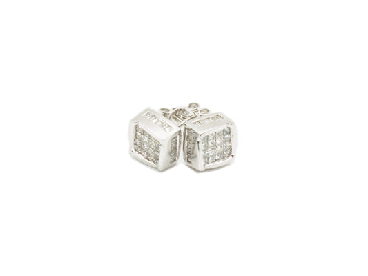 Pair of Cubes Gold & 1.80ct Diamonds Studs