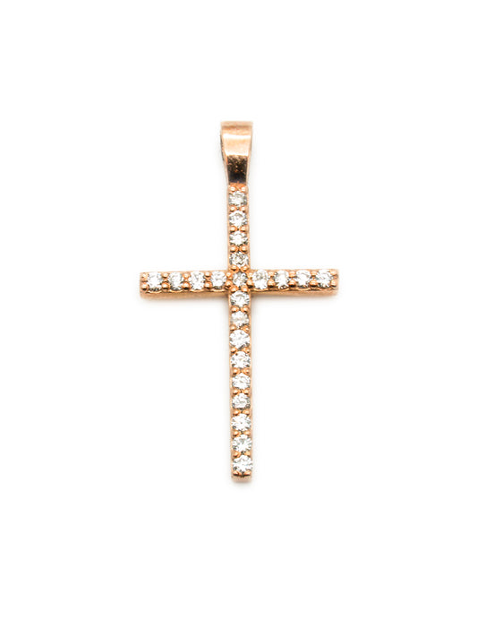 Tennis Cross Gold Pendant & 1.09ct Diamonds