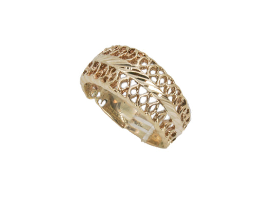 Diamond cut Filigree Gold Ring