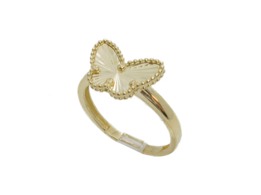 Diamond Cut Butterfly Gold Ring