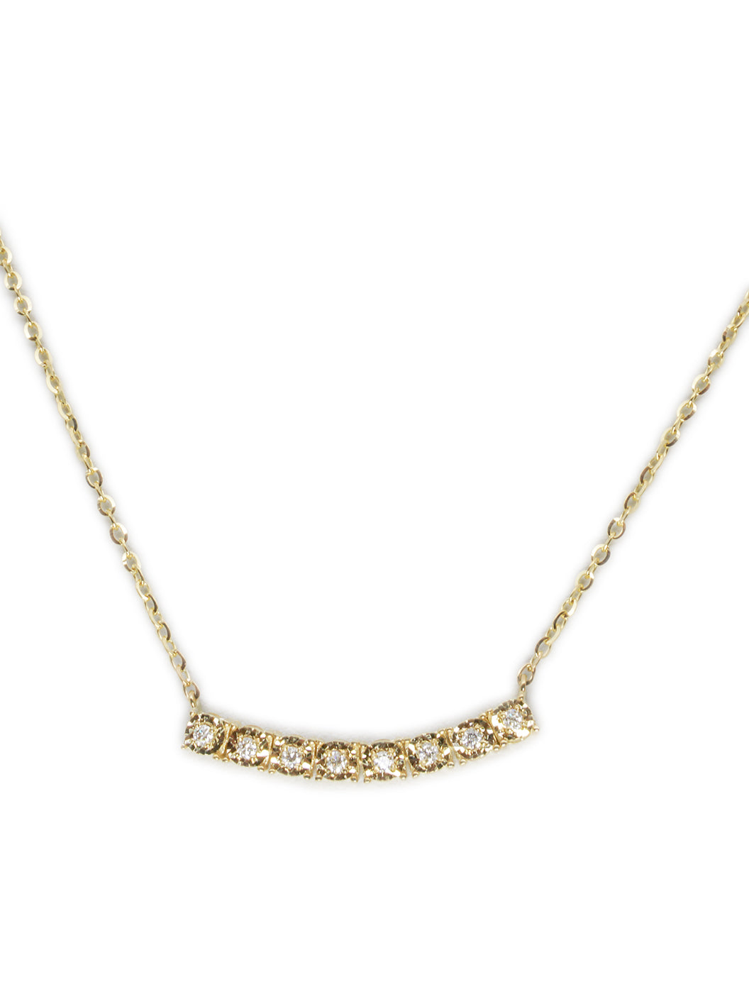 Gold Tennis Bar Necklace & 0.26ct Diamonds