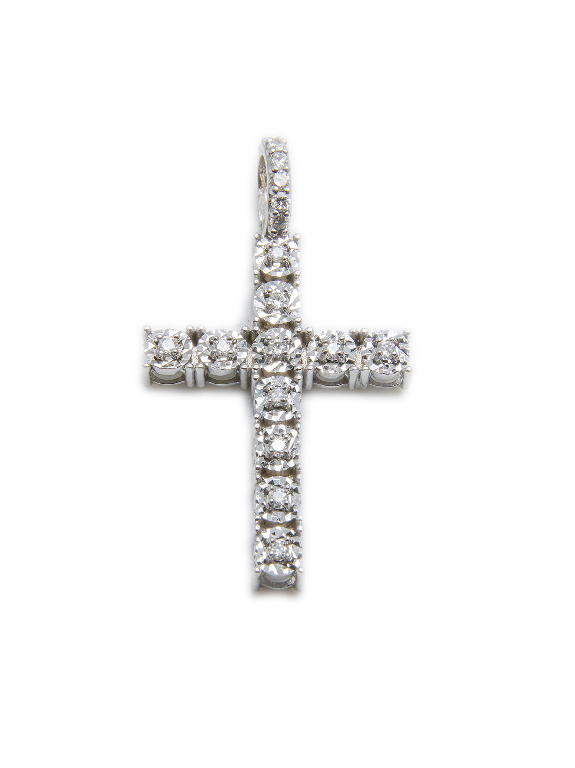 Tennis Cross Gold Pendant & 0.22ct Diamonds