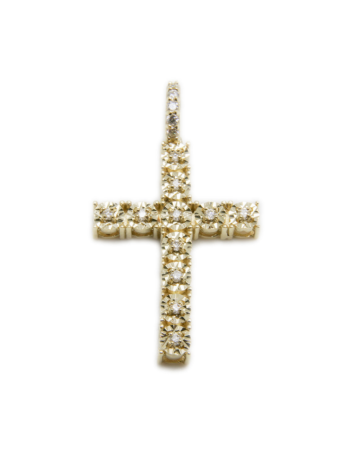 Tennis Cross Gold Pendant & 0.22ct Diamonds