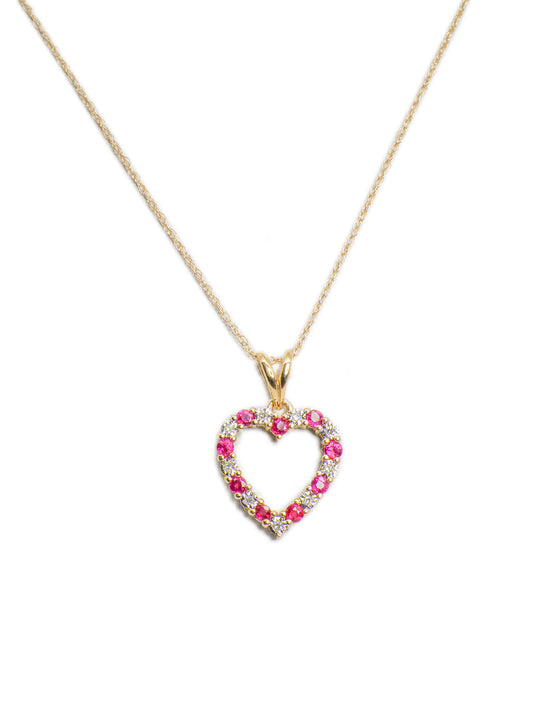 Gold Heart Necklace & 0.10ct Diamonds