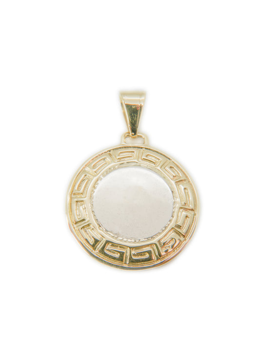 Pendentif 2 ton Rond en Or avec motif Medusa