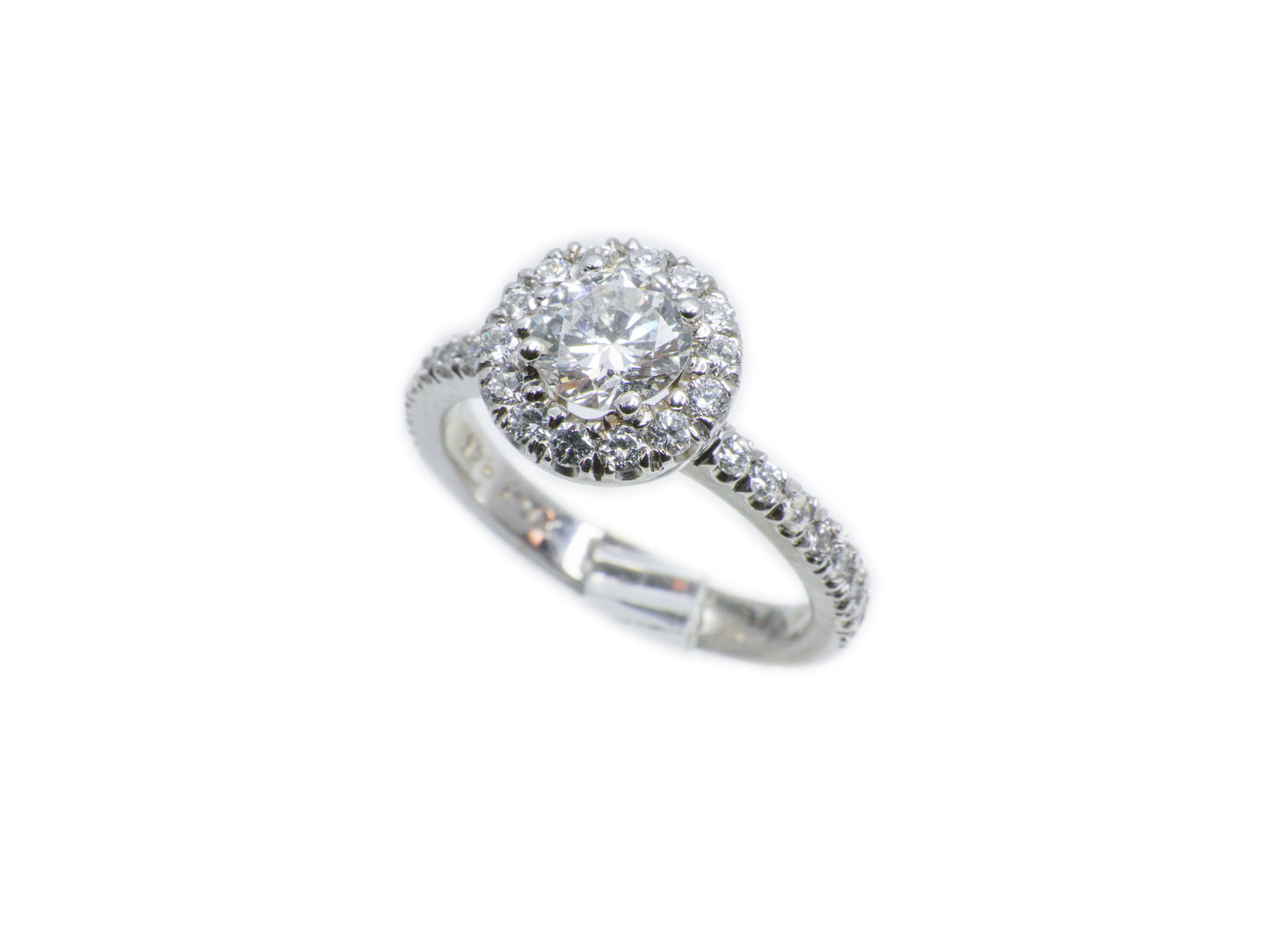 Bague Halo en or avec accents et diamant de 1,27ct