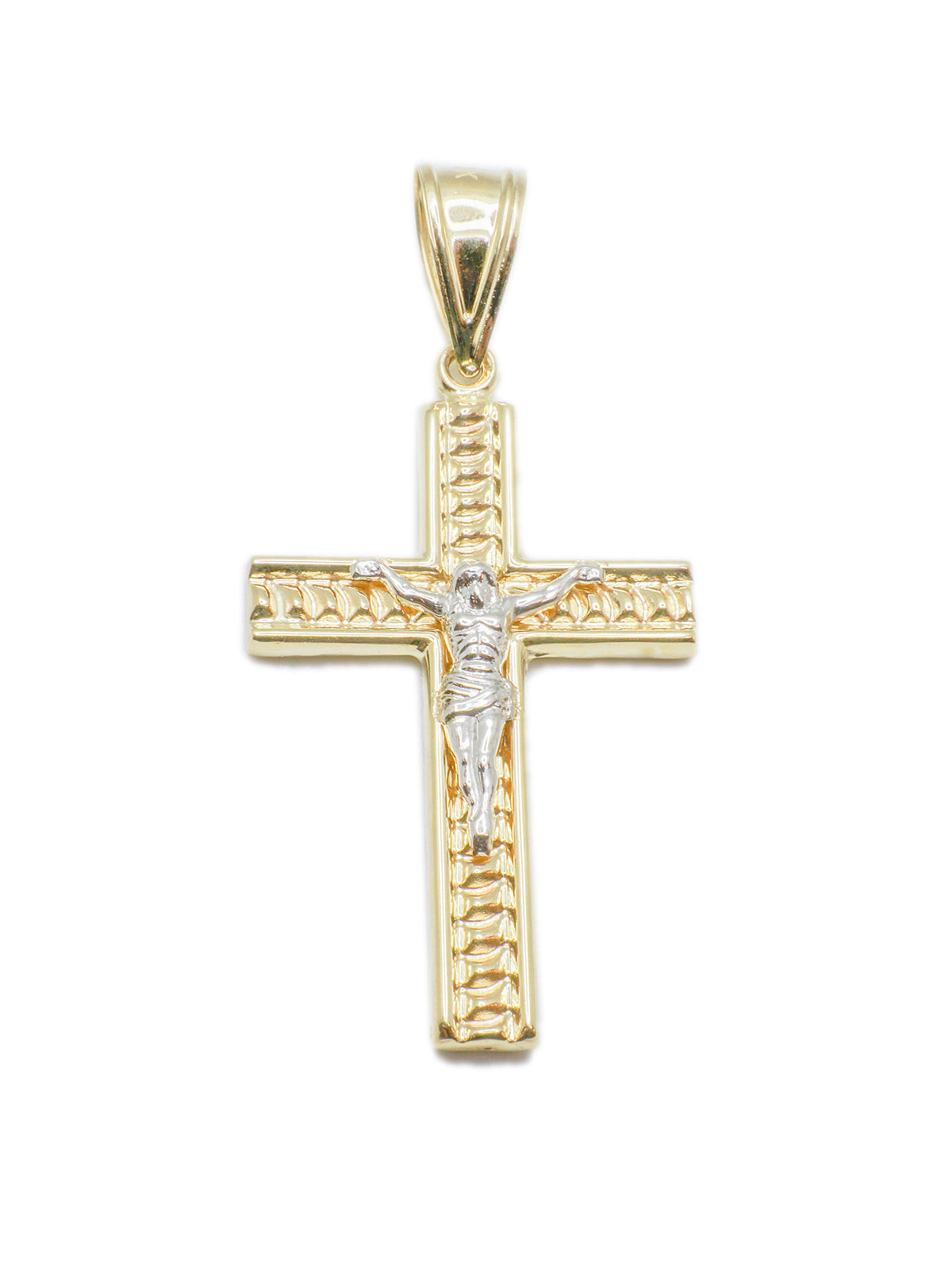 Pendentif Croix de Jésus en Or avec Coupe Diamant