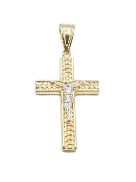 Jesus Cross Gold Pendant with Diamond Cut