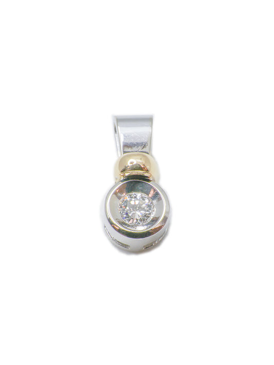 Pendentif solitaire en Or bicolore et diamant 0.31 ct